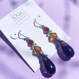 Light amethyst earrings. German glass with Austrian crystal.