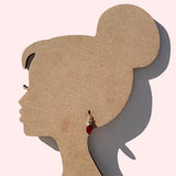 Dark pink glass earrings. Glass drops, designed by Allen Owen, are made for us in Germany. All handwork in the USA.