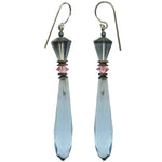 Light sapphire prism earrings, handmade in the USA.