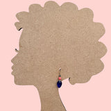 Cobalt glass earrings. Glass coral beads with crystal hematite. Gold trim. Handmade in the USA.