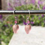 Pink earrings. European glass and crystal. Handmade in the USA.