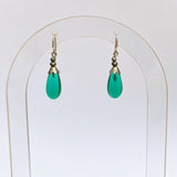 Teal green glass earrings. Handmade in the USA using German glass. Sterling silver ear wires.