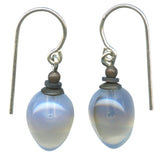 Grey, white and black mixed toned glass earrings.