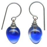 Blue and clear glass drop earrings. Handmade in the USA using German glass.
