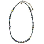 JET AND CRYSTAL TONES 18 INCH NECKLACE IN BRONZE