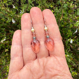 Pale Peach German Glass Drop Earrings "Style 243"