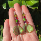 Peridot glass earrings with Austrian crystal and Czech glass accents.