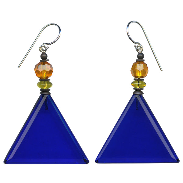 Cobalt glass earrings.