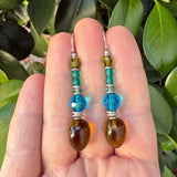 "503" OLIVE GREEN GLASS EARRINGS