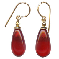 Red glass earrings.