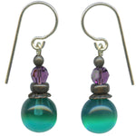 Teal and purple earrings. Handmade in the USA.