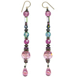 Multicolored beaded earrings on a white background