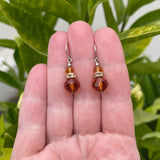 Topaz glass beaded earrings with topaz rhinestones.