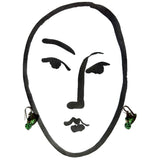 Crystal and glass green earrings with rhinestone accents.