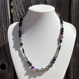 JET AND CRYSTAL TONES 18" NECKLACE