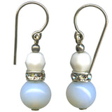 White glass and rhinestone earrings.