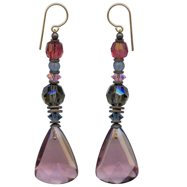 Light mauve glass earrings, handmade in the USA.