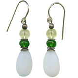 Frosted white glass earrings. Handmade in the USA using German and Czech glass.