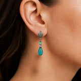 Post earrings on model.