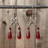 Red antique glass earrings. 