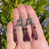 Antique amethyst Czech glass earrings.