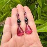 "Bang Bang Bang" Pink German & Czech Glass Dangle Earrings