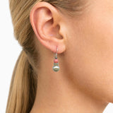 Pearl coated crystal earrings with pink Czech glass. Handmade in the USA.