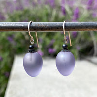 Frosted light purple glass earrings. 