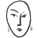 Frosted Light Green Glass Drop Earrings with Aurora Borealis Sheen "Berries 52"