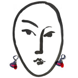 Red glass earrings, antique Czech glass.