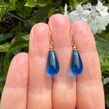 "Brights 26" Blue German Glass Drop Earrings with 14K Gold-Filled Trim