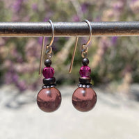Purple and pink earrings. Handmade in the USA.