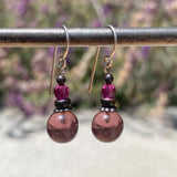 Purple and pink earrings. Handmade in the USA.