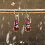 Purple and pink earrings, handmade in the USA using European glass.