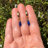 Gold-Filled Huggie Earrings with Vintage German Glass Cobalt Drops "Cobalt Huggies"