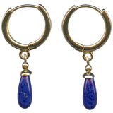 Gold-Filled Huggie Earrings with Vintage German Glass Cobalt Drops "Cobalt Huggies"
