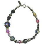 Black and crystal beaded bracelet. Handmade in the USA using antique glass.