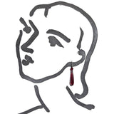 Illustration of a face with a single dangle earring, to scale.