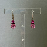 Pink and fuchsia Austrian crystal beaded earrings with fuchsia rhinestones.