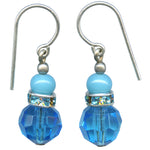 Turquoise glass earrings. Czech glass and Austrian crystal rhinestones.