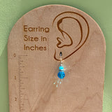 Bright blue glass earrings, handmade in the USA.