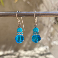 Aqua blue Austrian crystal rhinestone earrings. 