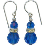 Bright turquoise Austrian crystal earrings with German glass rhinestone accents. Handmade in the USA.