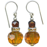 "Flash 30" Topaz Czech Glass & Austrian Crystal Earrings with Rhinestones