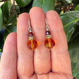 "Flash 30" Topaz Czech Glass & Austrian Crystal Earrings with Rhinestones