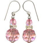 Pink Austrian crystal earrings. Silver ear wires. Handmade in the USA.