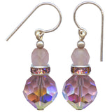 Light amethyst crystal earrings. Handmade in the USA. Amethyst rhinestones.