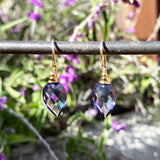 Light purple earrings with gold trim.