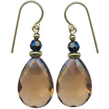 Smoke Topaz German Glass & Austrian Crystal Drop Earrings "High Street 34"