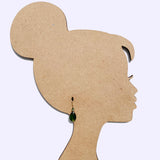 Green glass and crystal earrings with gold trim. Handmade earrings.